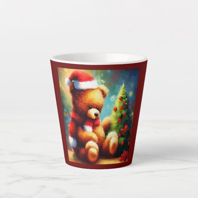 Caneca De Café Latte Urso de Peste Natal 1 (Frente)