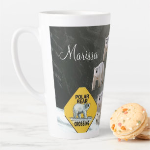 Caneca De Café Latte Urso Polar De Girassol Lata Floral