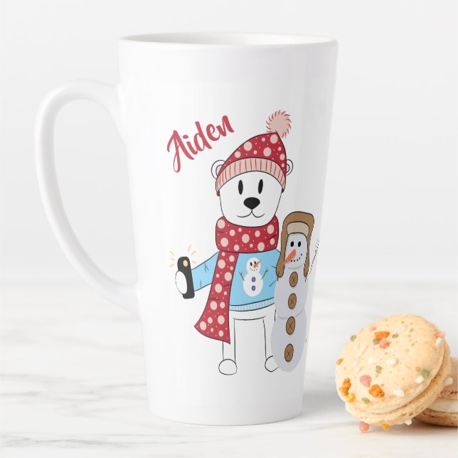 Caneca De Café Latte Urso Polar e Snowman Latte Mug (In Situ)