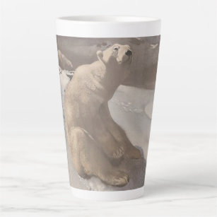 Caneca De Café Latte Urso polar que vomita na ilustração da neve