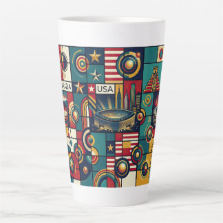 Caneca De Café Latte USA Mexico Canada Klimt Style Fine Art Wall Art  