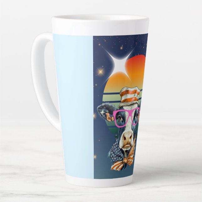Caneca De Café Latte Vaca Americana (Ângulo esquerdo)