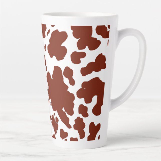 Caneca De Café Latte Vaca castanha moderna mancha Impressão (Direita)