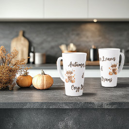 Caneca De Café Latte Vaca das Terras Altas Cheias do outono