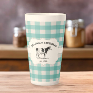 Caneca De Café Latte Vaca de latão de Xadrez de búfalo