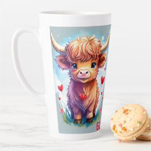 Caneca De Café Latte Vaca do Namorados Superior do Whimsical Personaliz