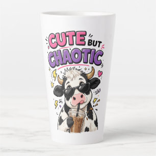 Caneca De Café Latte Vaca fofa mas caótica com café com gelo