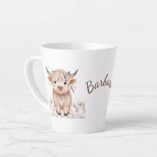 Caneca De Café Latte Vaca superior de cor aquosa branca personalizada