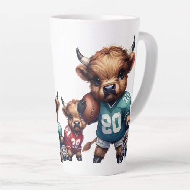 Caneca De Café Latte Vacas e Futebol das Highland (Ângulo direito)