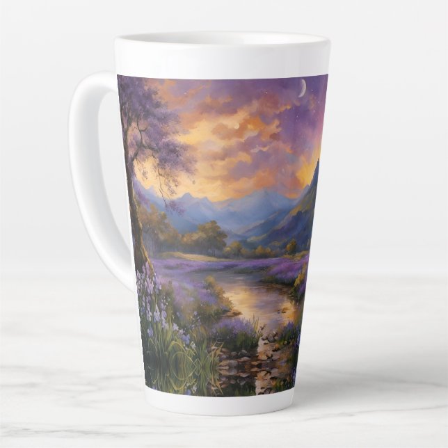 Caneca De Café Latte Vale da lavanda em Dawn (Ângulo esquerdo)