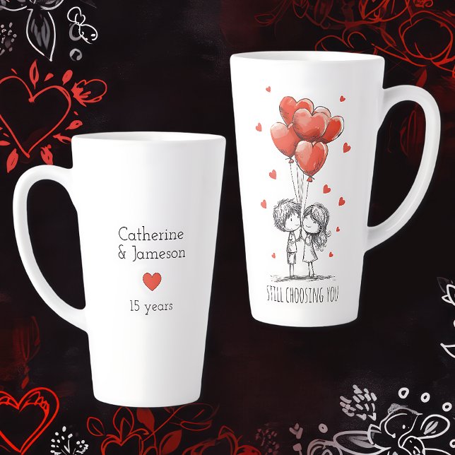 Caneca De Café Latte Valentines Day Couples Custom Anniversary (Criador carregado)