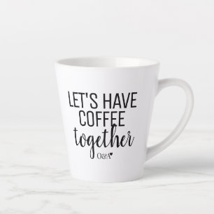 Caneca De Café Latte Vamos Tomar Café Juntos   Monograma de Casal Preto