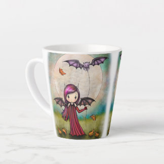 Caneca De Café Latte Vampiro fofo de Halloween e Gato Voador