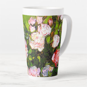 Caneca De Café Latte Van Gogh ainda vive com rosas rosa