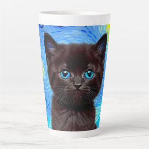 Caneca De Café Latte Van Gogh Starry Night Black