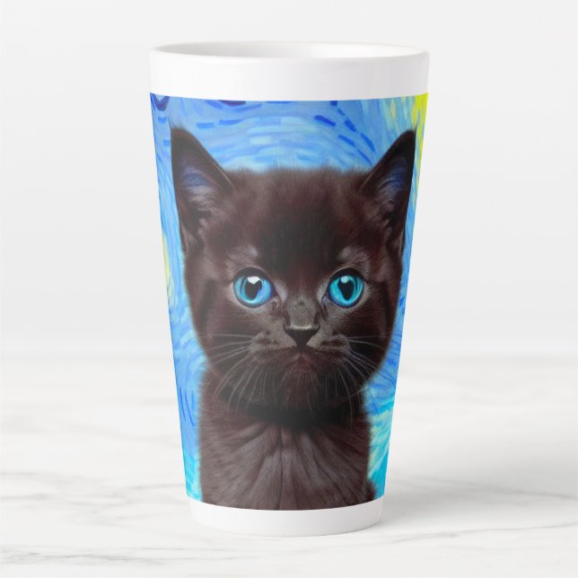 Caneca De Café Latte Van Gogh Starry Night Black (Frente)