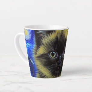 Caneca De Café Latte Van Gogh Starry Night Siamese Cat