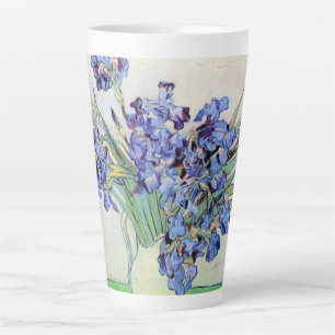 Caneca De Café Latte Van Gogh Vase com irrises, Vintage Floral Fine Art