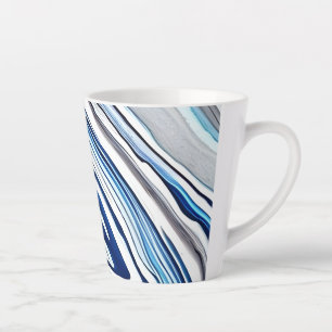 Caneca De Café Latte Variação das Veias do Mármaco Azul Brilhante e Bra