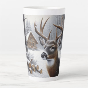 Caneca De Café Latte Veado de inverno/Arte Buck