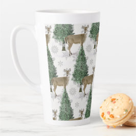 Caneca De Café Latte Veado de inverno com flocos de neve para casa