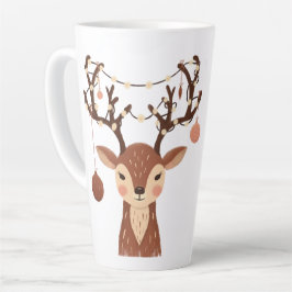 Caneca De Café Latte Veado de Natal Aconchegante com Enfeites e Luzes