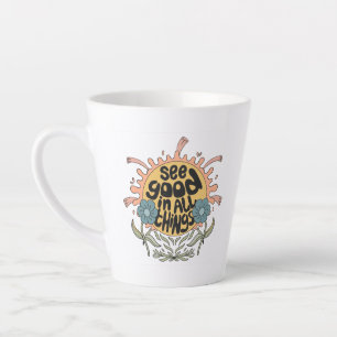Caneca De Café Latte Veja Bom em todas as coisas, Hippie Graphic