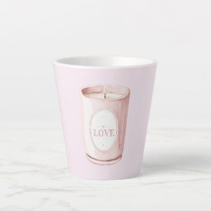 Caneca De Café Latte Vela de Amor Rosa