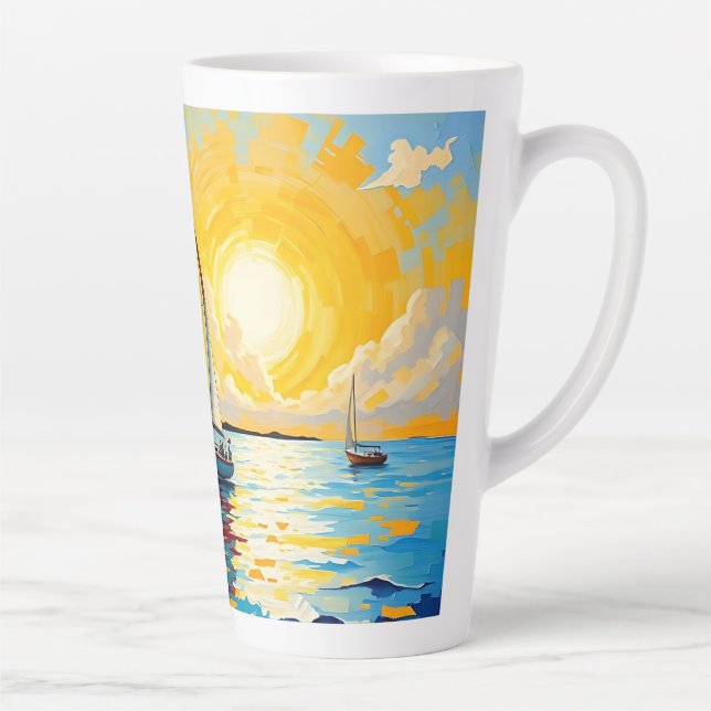 Caneca De Café Latte Velero ao Pôr do Sol (Direita)