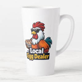 Caneca De Café Latte Vendedor local de ovos, gângster, galo.