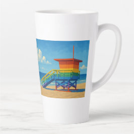 Caneca De Café Latte Venice Beach Rainbow Lifeguard Stand