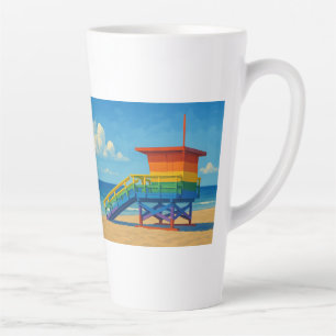 Caneca De Café Latte Venice Beach Rainbow Lifeguard Stand
