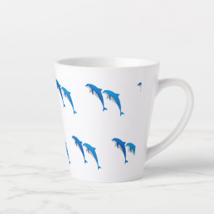CANECA DE CAFÉ LATTE VERÃO, CINZAS ENGRAÇADAS E GOLFINHOS AZUIS