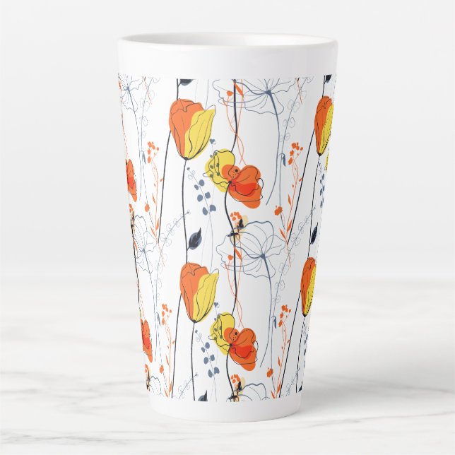 Caneca De Café Latte Verão tropical | Belos Design de flores amarelas (Frente)