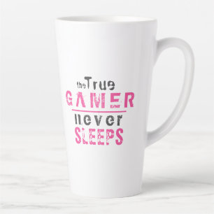 Caneca De Café Latte Verdadeiro Gamer Nunca Dorme Rosa Garota Gamer