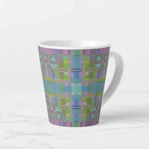 Caneca De Café Latte Verde Azul Roxo Geométrico