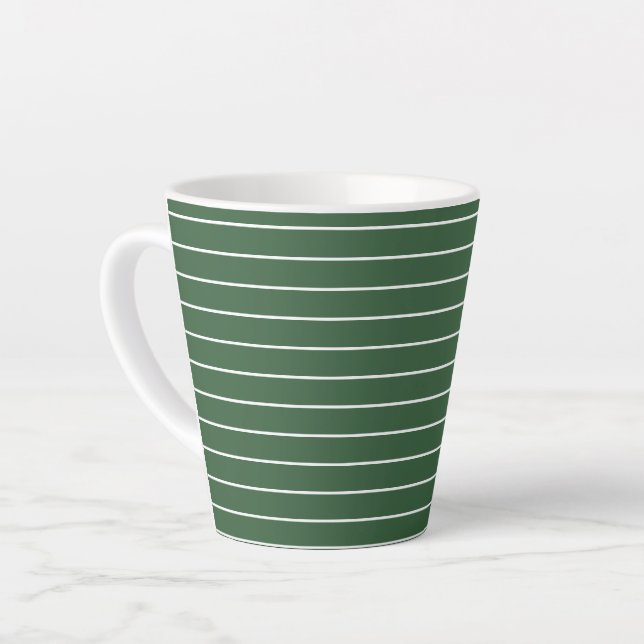 Caneca De Café Latte Verde Caçador e Branco fino horizontal (Ângulo esquerdo)