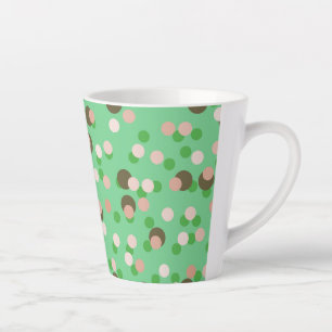 Caneca De Café Latte Verde, pêssego e bolinhas pontilhadas marrons
