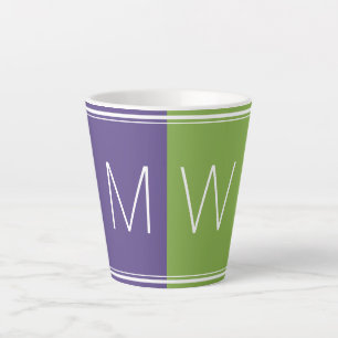 Caneca De Café Latte Verde Roxo   Moderno   Motivação   MONOGRAMA