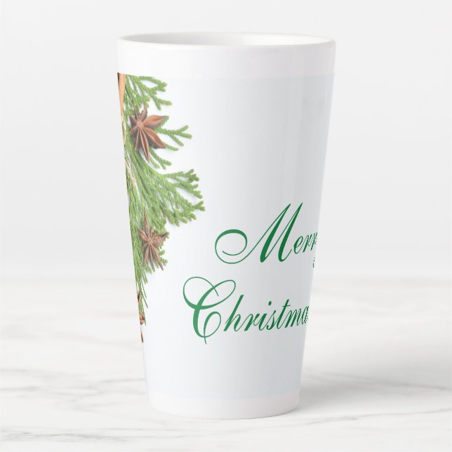 Caneca De Café Latte Verdes e Coisas de Natal Latte (Frente)