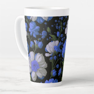 Caneca De Café Latte Verdinhos elegantes, azuis-prateados e elegantes