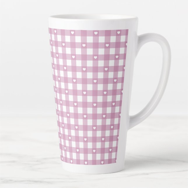Caneca De Café Latte Verificações Magenta (Direita)