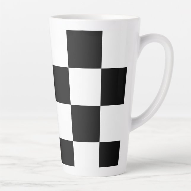 Caneca De Café Latte Verificador Preto e Branco (Direita)