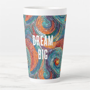 Caneca De Café Latte Vermelho Azul, Anel Laranja