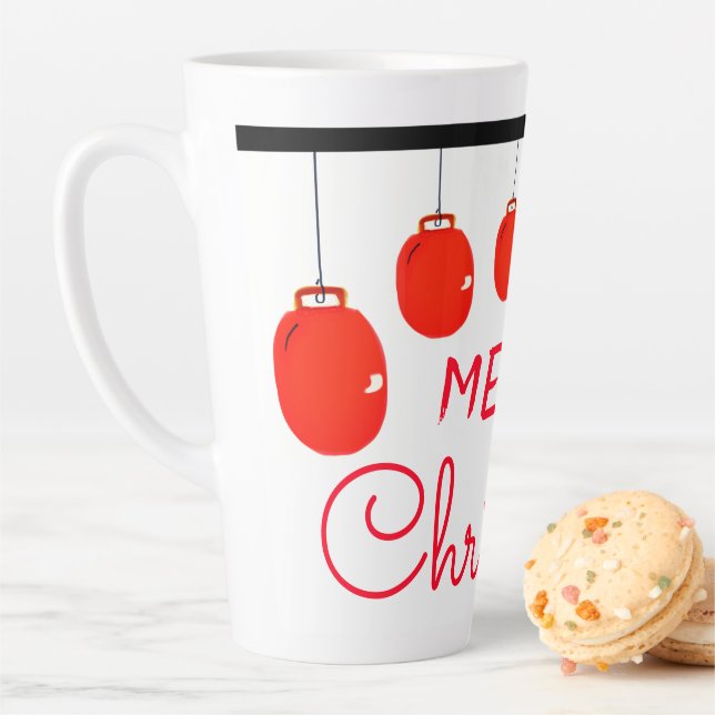 Caneca De Café Latte Vermelho Branco E Preto Festivo (In Situ)