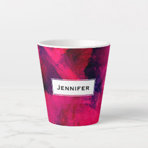 Caneca De Café Latte Vermelho escuro e roxo - Abstrato
