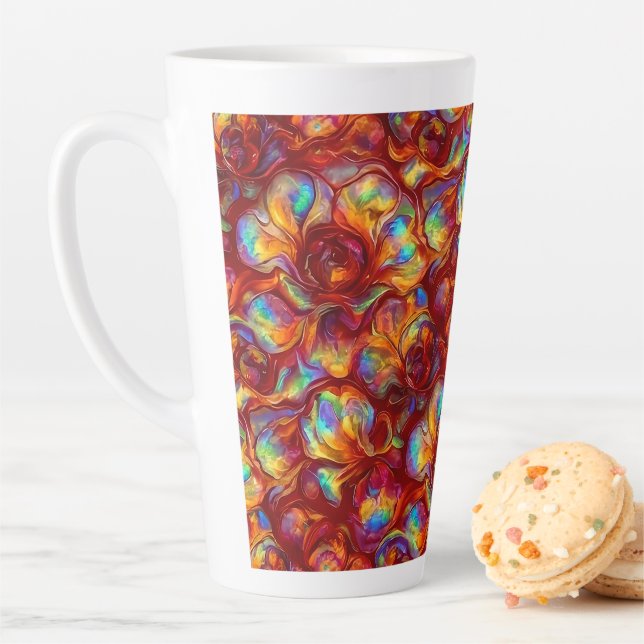 Caneca De Café Latte Vermelho | Falso Opal Chic (In Situ)