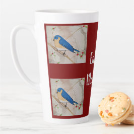 Caneca De Café Latte Vermelho Profundo do Bluebird Oriental