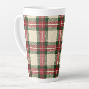 Caneca De Café Latte Vermelho Verde Creme Xadrez Listras Natal