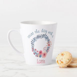 Caneca De Café Latte Vermelhos, Brancos E Azuis Pavial